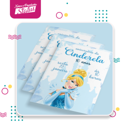 Convite Aniversário Cinderela 10 Unidades
