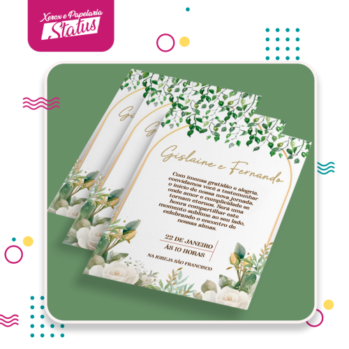 Convite Casamento Verde Esperança - 10 Unidades