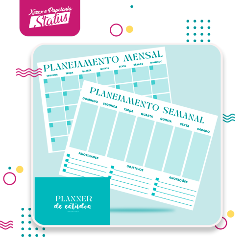 Planner Mensal e Semanal na cor Azul