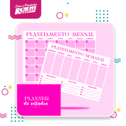 Planner Semanal e Mensal Rosa